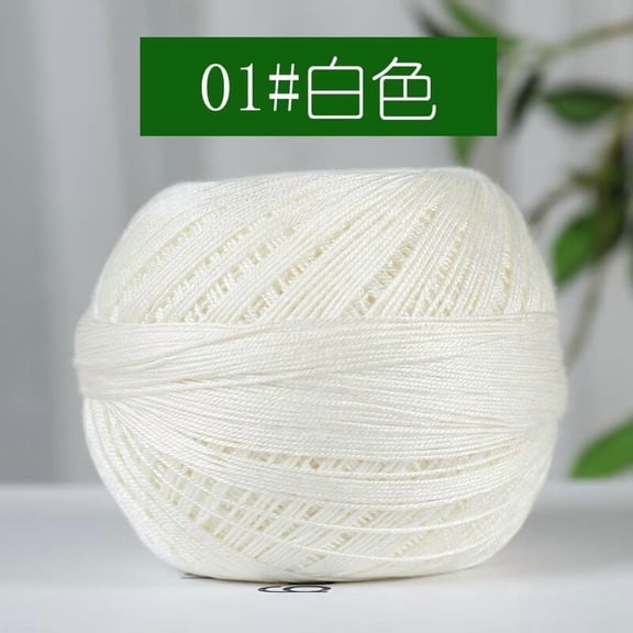 Namzi 50g Cotton Yarn Soft Knitting Lace Thread for Crochet, Weaving Craft Projects, DIY Handmade Supplies,White