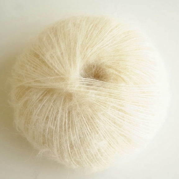 Namzi 50g Soft Mohair Style Yarn, Acrylic Knitting & Crochet Yarn for DIY Shawl Scarf & Crafts, Plush Fluffy Yarn,White