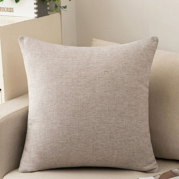 Namzi 50x50cm Linen Pillow Cover Solid Color Decorative Throw Pillowcase for Sofa & Bed, Breathable Cotton Linen Home Car Pillow Cover, 1 Piece,Light Grey