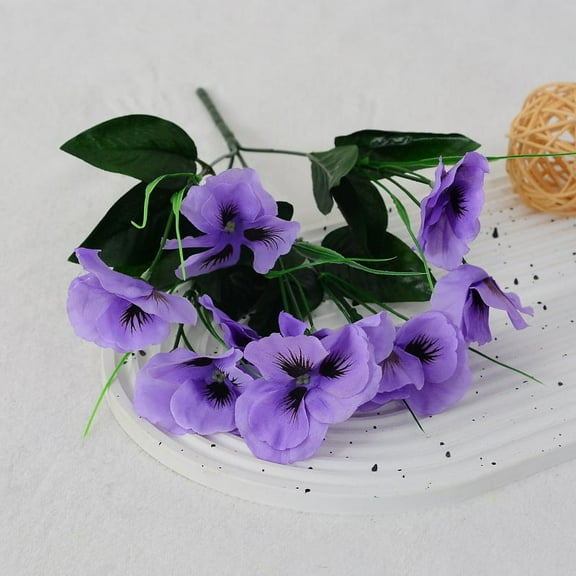 Namzi 6 Bundles Artificial Flowers Pansy, 13in Outdoor UV Resistant Fake Small Wild Flower Daisy No Fade Faux Plastic Violets Plants for Home Wedding Table Centerpieces Garden Porch Decor - Purple