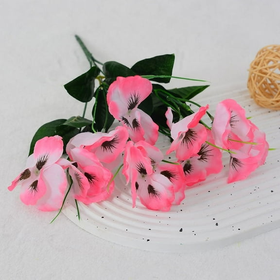 Namzi 6 Bundles Artificial Flowers Pansy, 13in Outdoor UV Resistant Fake Small Wild Flower Daisy No Fade Faux Plastic Violets Plants for Home Wedding Table Centerpieces Garden Porch Decor - Pink