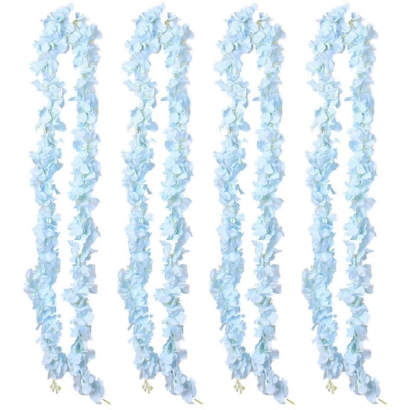 Namzi 6 Pack 13 FT Artificial Hydrangea Flower Vine Wisteria Vines Cattleya Flowers Plants for Home Hotel Office Wedding Party Garden Craft Art Dcor, Blue