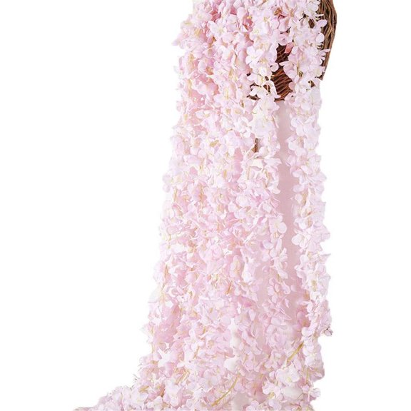 Namzi 6 Pack 13 FT Artificial Hydrangea Flower Vine Wisteria Vines Cattleya Flowers Plants for Home Hotel Office Wedding Party Garden Craft Art Dcor, Pink