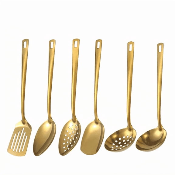 Namzi 6 Piece Set Stainless Steel Kitchenware,Mirror Polished Kitchenware,Essential Cooking Tools for Home Chefs,Golden