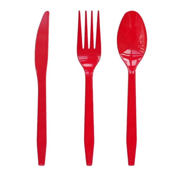 NAMZI Disposable Plastic Utensil Set (60 Pieces) , 20 Each Forks/Knives/Spoons, Perfect for Daily Use & Party/Picnic/Restaurant Needs(Red)