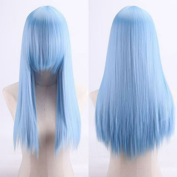 Namzi 60cm Long Wig, Cosplay Wig, Anime Wig, 1 Piece High-Temperature Silk Long Synthetic Fiber Wig, Realistic Texture for Character Styling,Blue