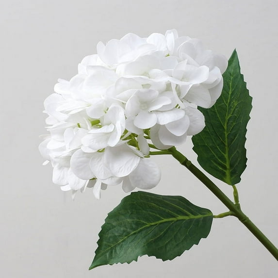 Namzi 6Pcs Blue Flowers Silk Hydrangea Artificial Flowers Realistic Hydrangea Flowers Bouquet for Wedding Party Office Home Decor (White)