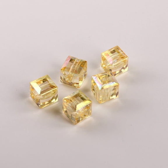 Namzi 8mm Iridescent Faceted Acrylic Cube Beads, 100 Pcs Faux Glass Square Sugar Beads with 1.6mm Hole for DIY Bracelet Jewelry Making & Craft Supplies, Orange