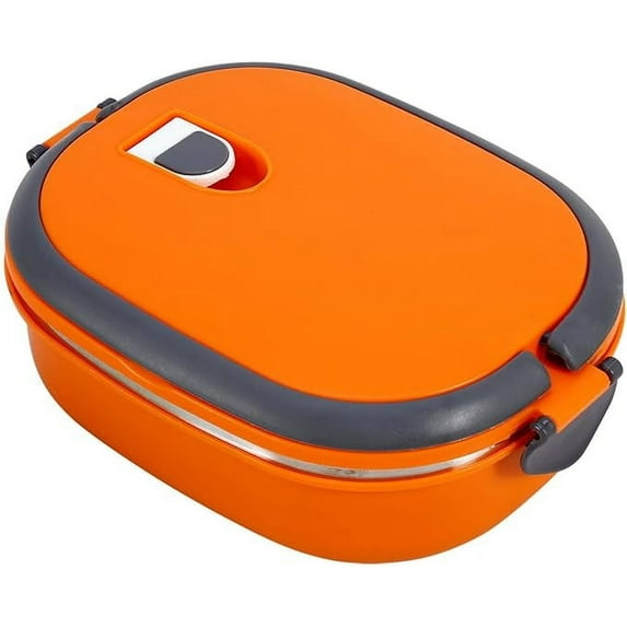 Namzi 900ml Stainless Steel Insulated Lunch Box, 1 Tier Leakproof Food Container Food Storage with Arched Handles, Dinner Dinner Bento with Lid Orange 20cm x 13cm x 8cm (Orange)