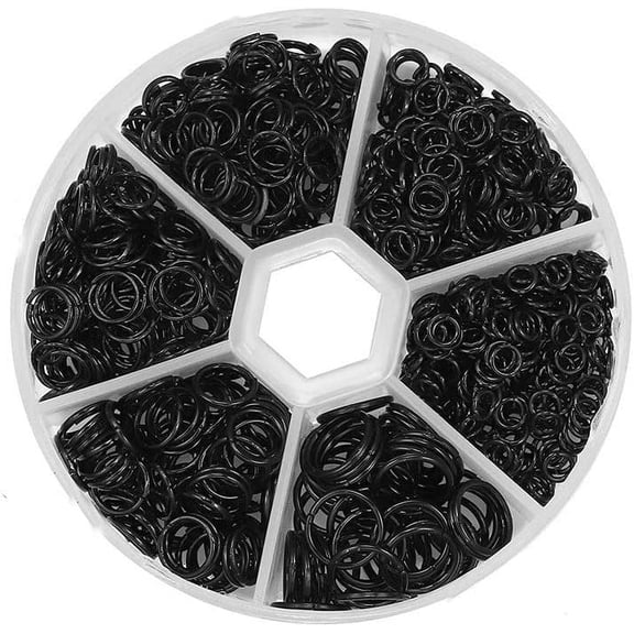 Namzi 970PCS Metal Open Jump Rings O Ring Connectors Supplies Set Bracelect Necklace Jewelry Findings DIY Earrings Split Ring(Black)