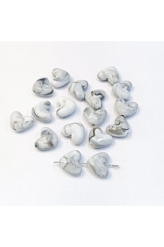 Acrylic Heart Beads, 100pcs 14*12*6 mm with 1mm Hole for DIY Bracelet, Necklace, Keychain, Jewelry Making, Craft Supplies, Off White