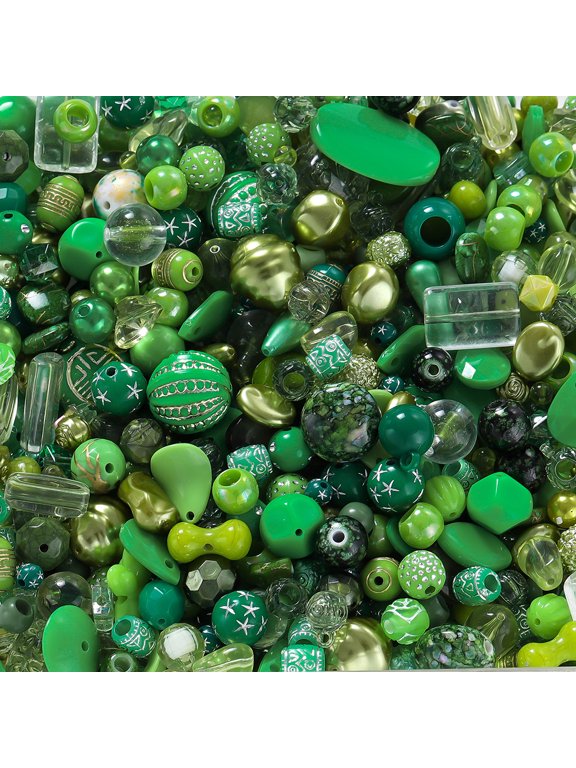 Acrylic Mixed Style Assorted Loose Beads, 20g Pack, 2-45mm Irregular Shapes, Bulk Spacer Beads for DIY Jewelry Making, Bracelet, Necklace & Craft Supplies, Dark Green