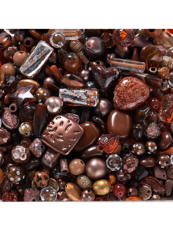 Acrylic Mixed Style Assorted Loose Beads, 20g Pack, 2-45mm Irregular Shapes, Bulk Spacer Beads for DIY Jewelry Making, Bracelet, Necklace & Craft Supplies, Dark Brown