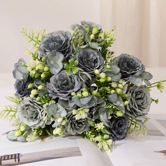 Namzi Artificial Flowers 3 Pcs Wedding Centerpieces Artificial, Bridal Table Decor, Ready-Made Floral Centerpieces for Weddings & Events,Blue