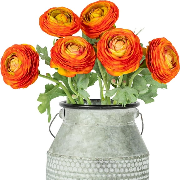 Namzi Artificial Ranunculus Flowers with Real Touch Stem, Silk Ranunculus Flowers(6 Pack) (Orange)