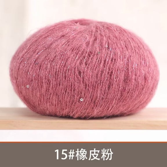Namzi Assorted Yarn - High-Quality Crochet Wool for Knitting with Sequin Accents, deep pink, 2 roll