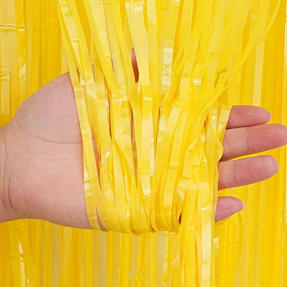 Namzi Backgrounds 3pcs 100*200cm Fringe Backdrop, Photo Booth Backdrop for Birthday Party Decorations, Graduation Wedding Ceremony Decor, Hanging Streamers & Celebrations Backdrop,Yellow