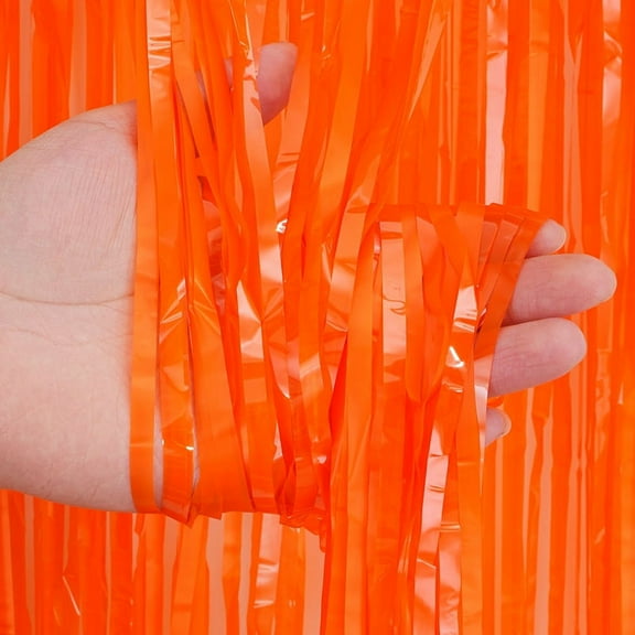 Namzi Backgrounds 3pcs 100*200cm Fringe Backdrop, Photo Booth Backdrop for Birthday Party Decorations, Graduation Wedding Ceremony Decor, Hanging Streamers & Celebrations Backdrop,Orange