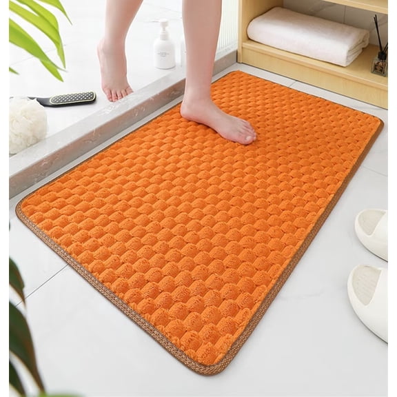 Namzi Bathroom Rug Mat, Non-Slip Plush Shaggy Bath Carpet, Machine Wash Dry, Bath Mats for Bathroom Floor, Tub and Shower, Bathroom Runner BathMatAccessories Decor, Orange,16*24inch