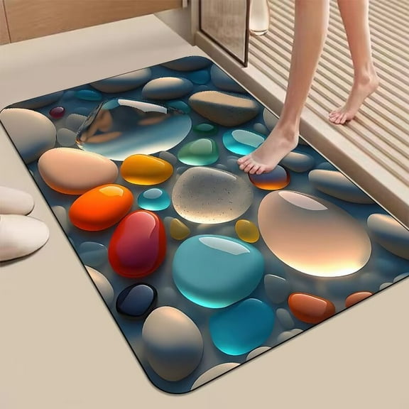 Namzi Bathroom Rug Mat , Non-Slip Plush Shaggy Bath Carpet, Machine Wash Dry, Bath Mats for Bathroom Floor, Tub and Shower, Bathroom Runner Bathmat Accessories Decor 15*23inch (F)