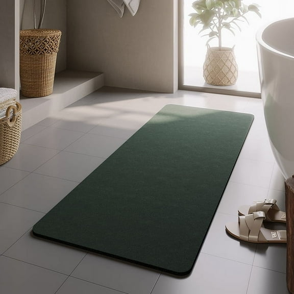 Namzi Bathroom Rug Mat , Non-Slip Plush Shaggy Bath Carpet, Machine Wash Dry, Bath Mats for Bathroom Floor, Tub and Shower, Bathroom Runner Bathmat Accessories Decor 17*47inch (Green)