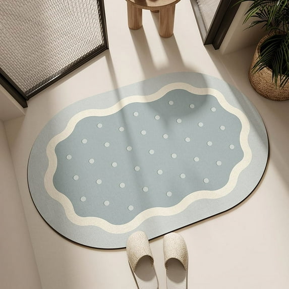 Namzi Bathroom Rug Mat , Non-Slip Plush Shaggy Bath Carpet, Machine Wash Dry, White Rabbit Milk Candy,16*24inch