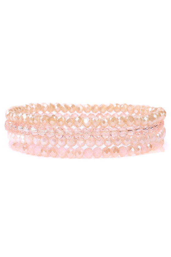 Beaded Boho Bracelet Stackable Crystal Beads Bracelets Trendy Costume Jewelry-Pink