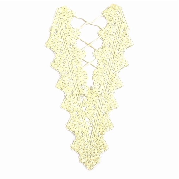 Namzi Beige Polyester Embroidered Lace Collar, 1Pc Hollow Back Neck Applique Trim, 11.81x3.15 Inch