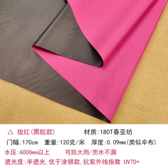 Namzi Black Glue Coated Waterproof Fabric,39*67in Rose Red Light and Soft Sunshade Fabric for Outdoor Sun Protection and Dust Prevention,Tent,Umbrella Fabric Material