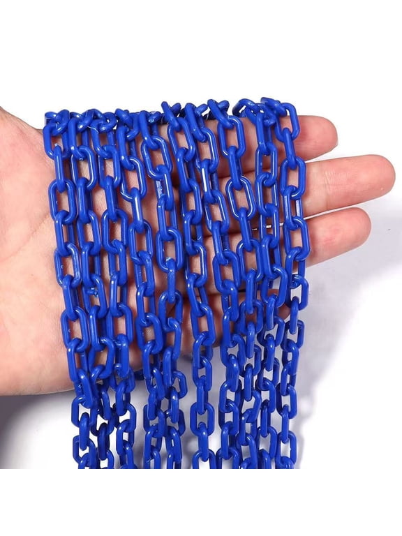 Blue Acrylic Chain Jewelry Accessories, 10 Pack 5.91In Length Plastic Chain Links for DIY Craft, Bag Pant Chain Keychain Making Supplies