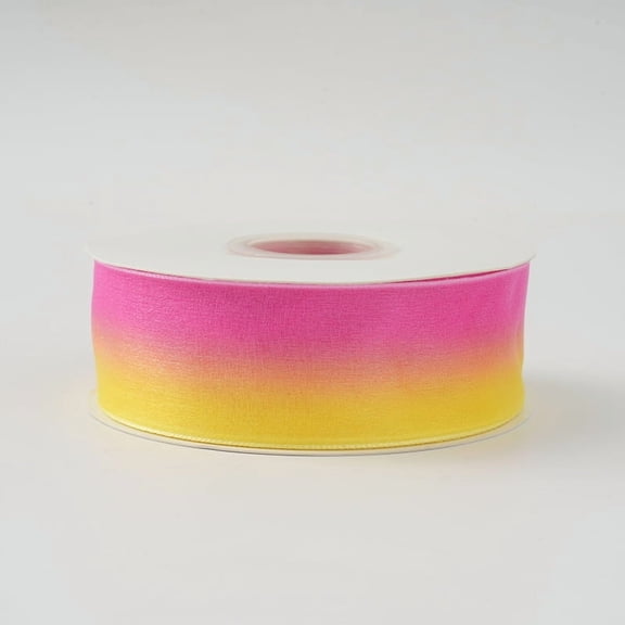 Namzi Bouquet Ribbon Wrap, Colored Ribbon, Polyester Ribbon, 2cm x 50yd (0.79in x 1800in), 2 Rolls Ribbon for Gift Wrapping, for Arrangement & Crafts.Rose red to yellow