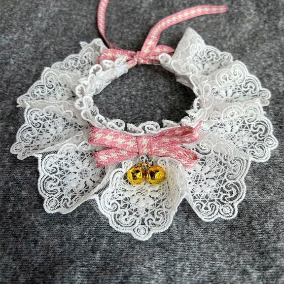 Namzi Bow Tie Cat Collar Cute Cat Bowtie Collar Accessory for Indoor Cats Kitten and Small Dogs - Pink White XS Size, 1 Piece