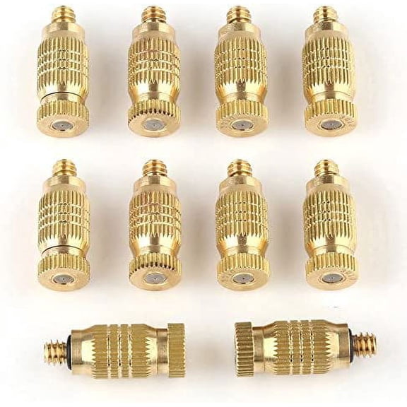 Namzi Brass Misting Nozzle, High Pressure 3/16" Threaded Outdoor Anti-drip Fogging Spray Head Misting System Nozzle for Landscaping,Air Humidification - Orifice 0.3mm(10pcs,golden)