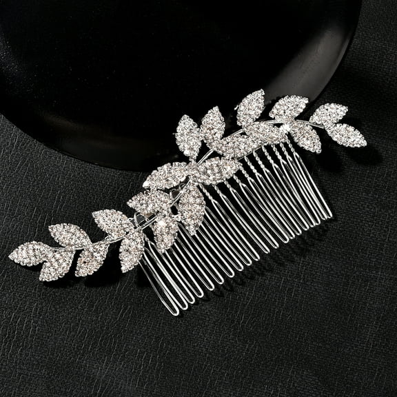 Namzi Bridal Flower Wedding Hair Pins Crystal Pearl Hair Combs Clips Headpiece Gold Wedding Hair Accessories Jewelry with Rhinestone for Brides Bridesmaids Women Girls (silvery)