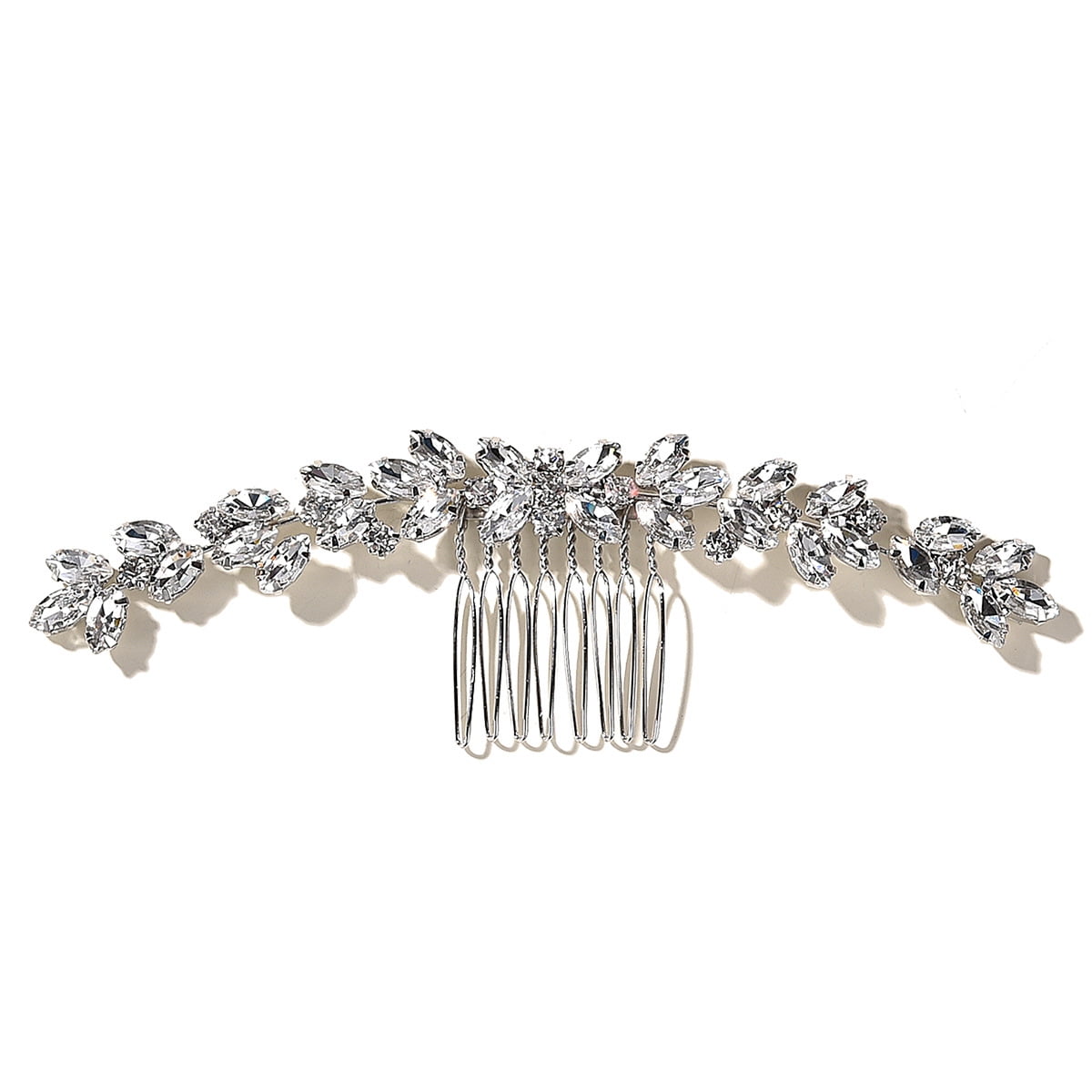 Namzi Bridal Flower Wedding Hair Pins Crystal Pearl Hair Combs Clips Headpiece Gold Wedding Hair Accessories Jewelry with Rhinestone for Brides Bridesmaids Women Girls (Silvery)