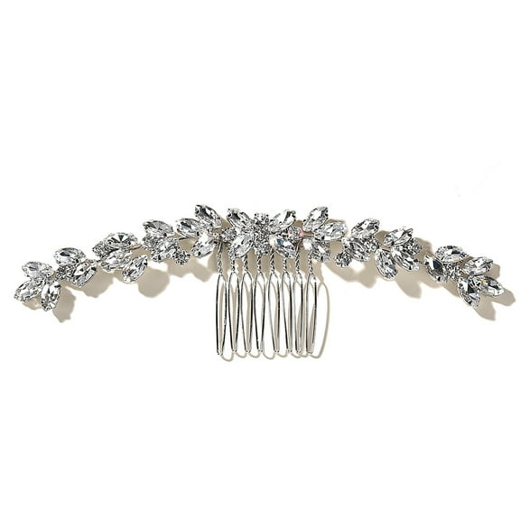 Namzi Bridal Flower Wedding Hair Pins Crystal Pearl Hair Combs Clips Headpiece Gold Wedding Hair Accessories Jewelry with Rhinestone for Brides Bridesmaids Women Girls (Silvery)