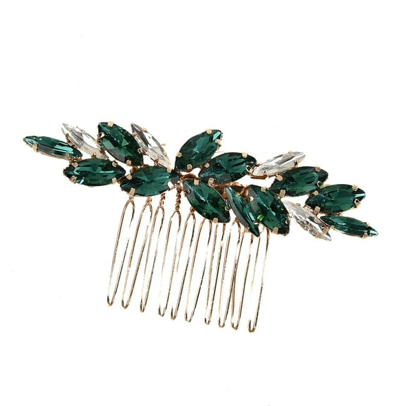 Namzi Bridal Flower Wedding Hair Pins Crystal Pearl Hair Combs Clips Headpiece Gold Wedding Hair Accessories Jewelry with Rhinestone for Brides Bridesmaids Women Girls (Green)