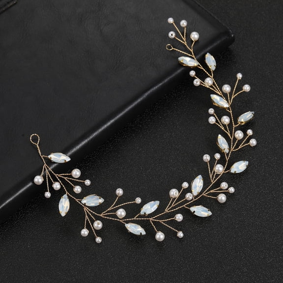 NAMZI Bridal Flower Wedding Hair Pins Crystal Pearl Hair Combs Clips Headpiece Gold Wedding Hair Accessories Jewelry with Rhinestone for Brides Bridesmaids Women Girls (Light Blue)