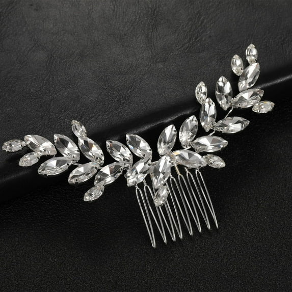 Namzi Bridal Flower Wedding Hair Pins Crystal Pearl Hair Combs Clips Headpiece Gold Wedding Hair Accessories Jewelry with Rhinestone for Brides Bridesmaids Women Girls (Silvery)