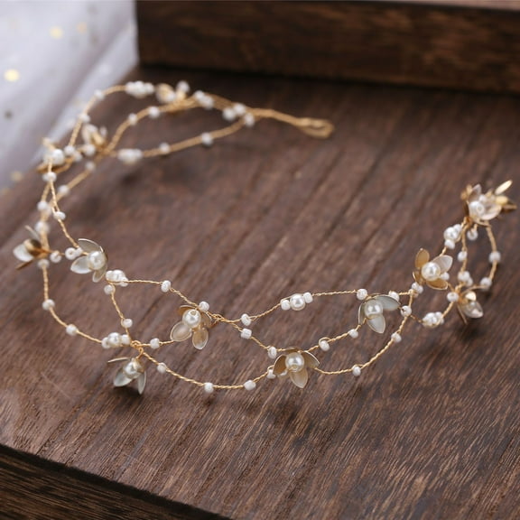 Namzi Bridal Flower Wedding Hair Pins Crystal Pearl Hair Combs Clips Headpiece Gold Wedding Hair Accessories Jewelry with Rhinestone for Brides Bridesmaids Women Girls (A)