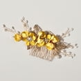 thumbnail image 1 of Namzi Bridal Flower Wedding Hair Pins Crystal Pearl Hair Combs Clips Headpiece Gold Wedding Hair Accessories Jewelry with Rhinestone for Brides Bridesmaids Women Girls (Yellow), 1 of 4