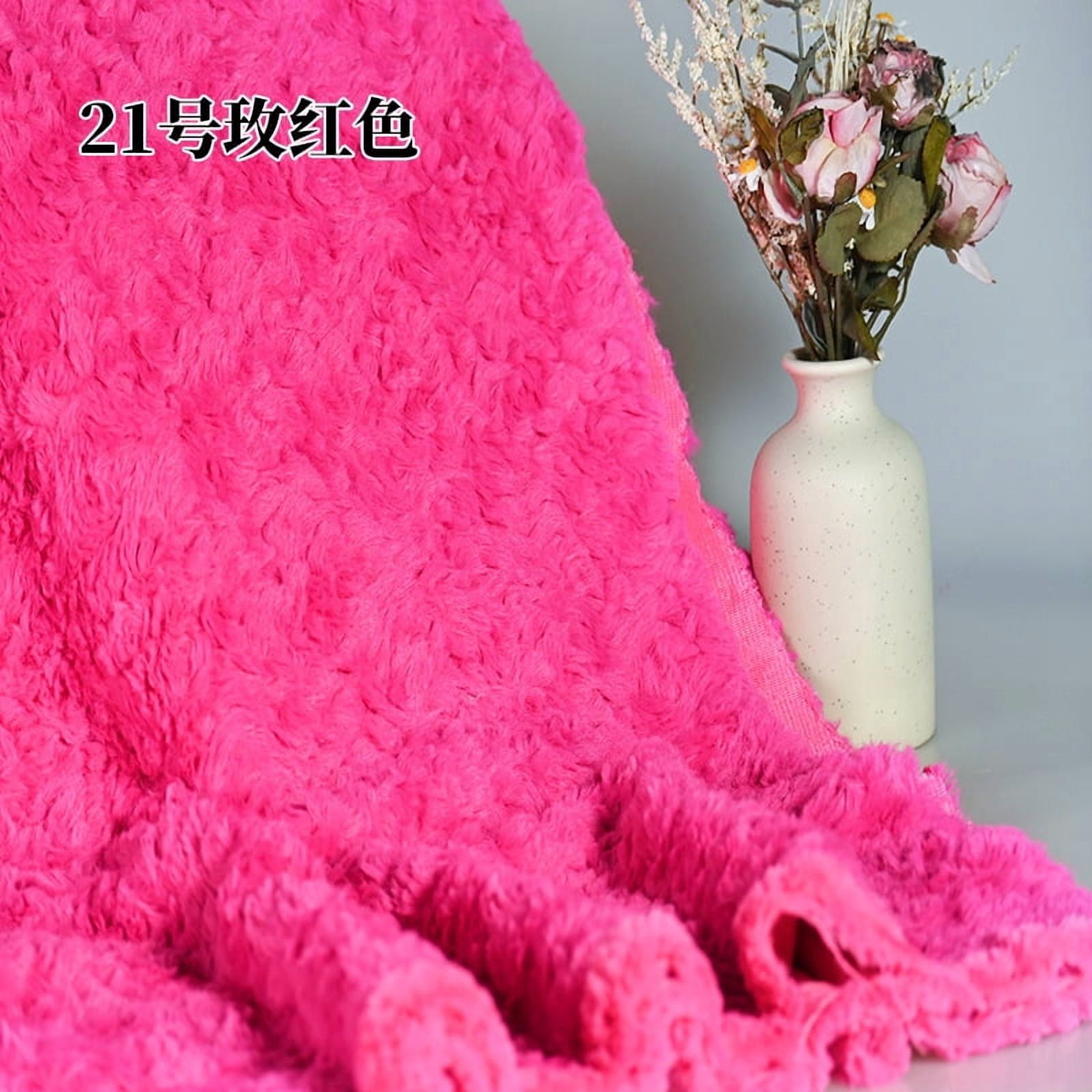 Namzi Brushed Rabbit Fur Fabric,36*63 Inch Soft and Fluffy Faux Fur Fabric for DIY Craft Sewing Projects,Costume,Gloves,Scarves,Home Decoration,Rose Red