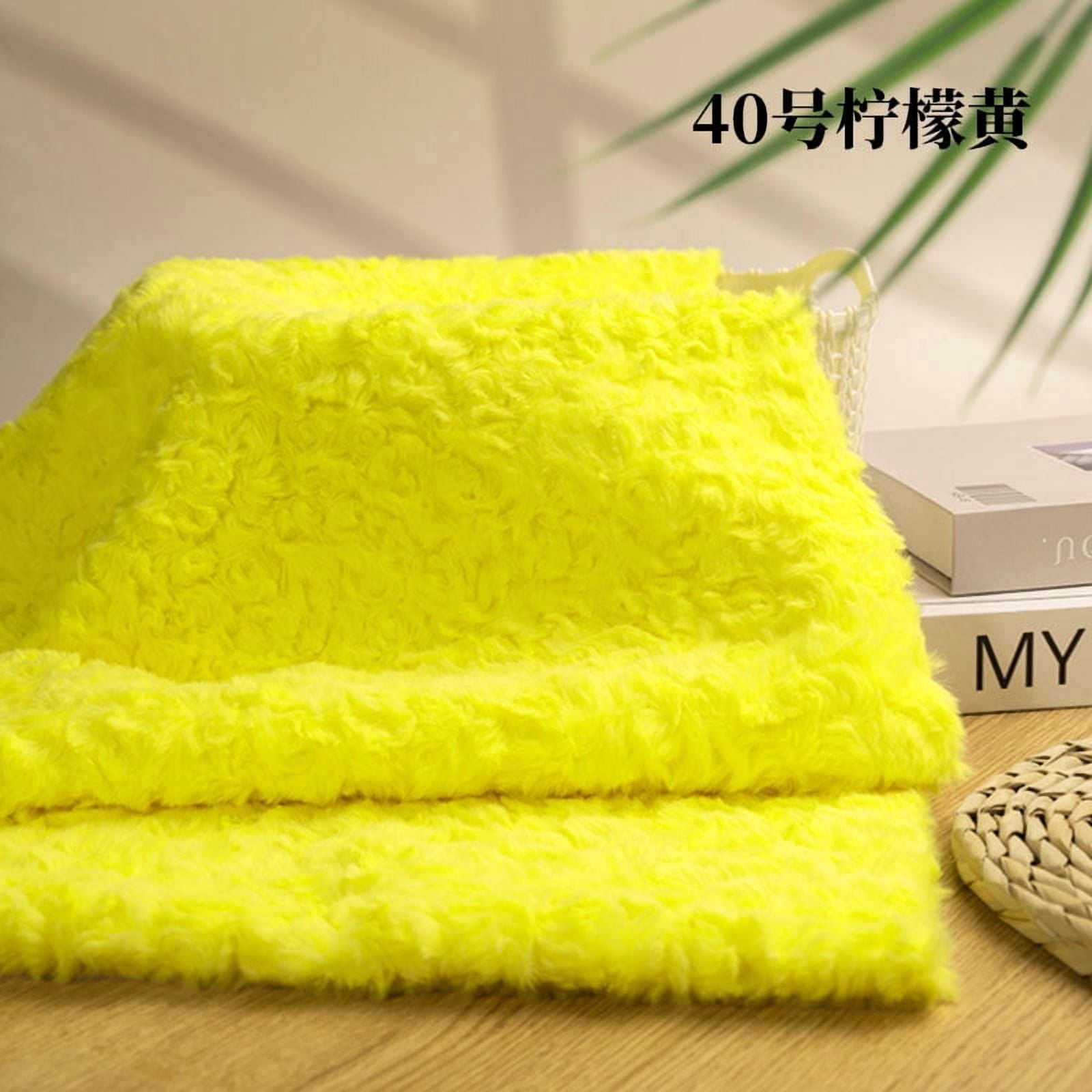 Namzi Brushed Rabbit Fur Fabric,36*63 Inch Soft and Fluffy Faux Fur Fabric for DIY Craft Sewing Projects,Costume,Gloves,Scarves,Home Decoration,Yellow A
