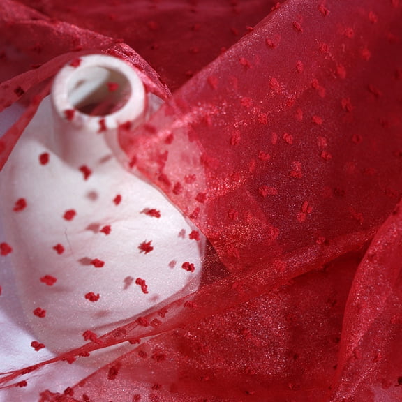 Namzi Bubble Point Net Jacquard Organza Fabric,39*59 Inch Light and Breathable Fabric for Puffy Skirts,Dress,Headwear Accessories,Home Decorations,Red