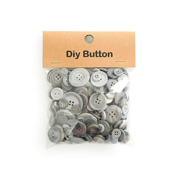 Namzi Buttons for Sewing -gray 0.9CM-3.5CM Random Mixed Sizes, 1 pack Approx 150g (250-350 pcs), Resin Material, Durable for Crafts/Sewing, Ideal for DIY Projects & Garment Decor.