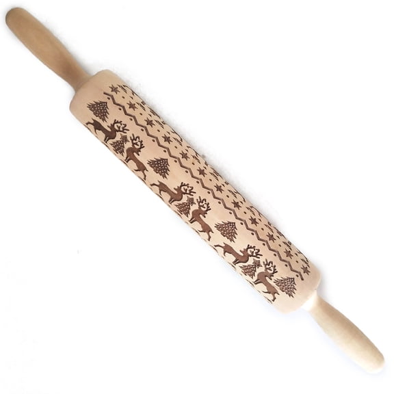 Namzi Cats Rolling Pin, Wooden Laser Engraved Rolling Pin with Cats Pattern, Embossed Hardwood Cats Design Rolling Pin, Perfect for Baking, Cooking and Playing with Kids 38cm