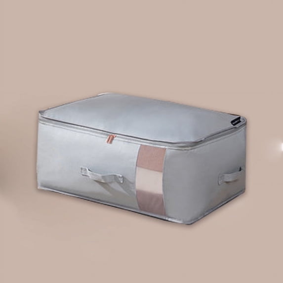 Namzi Clothes Organizer Storage Bags Foldable Storage Box with Large Clear Window Sturdy Handles for Closet, Dorm, Pillows, Bedding, Clothes, Quilts, Blankets,25.9 * 18.5 * 11inch Gray
