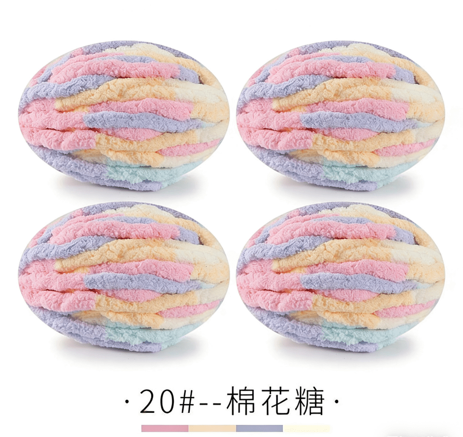 Namzi Colorful Ice Strip Thread Yarn 1000g Thick Coarse Wool Blend for Hand Knitting Crochet, Soft Chenille-Like DIY Scarf Blanket Yarn,Pink Beige & Blue