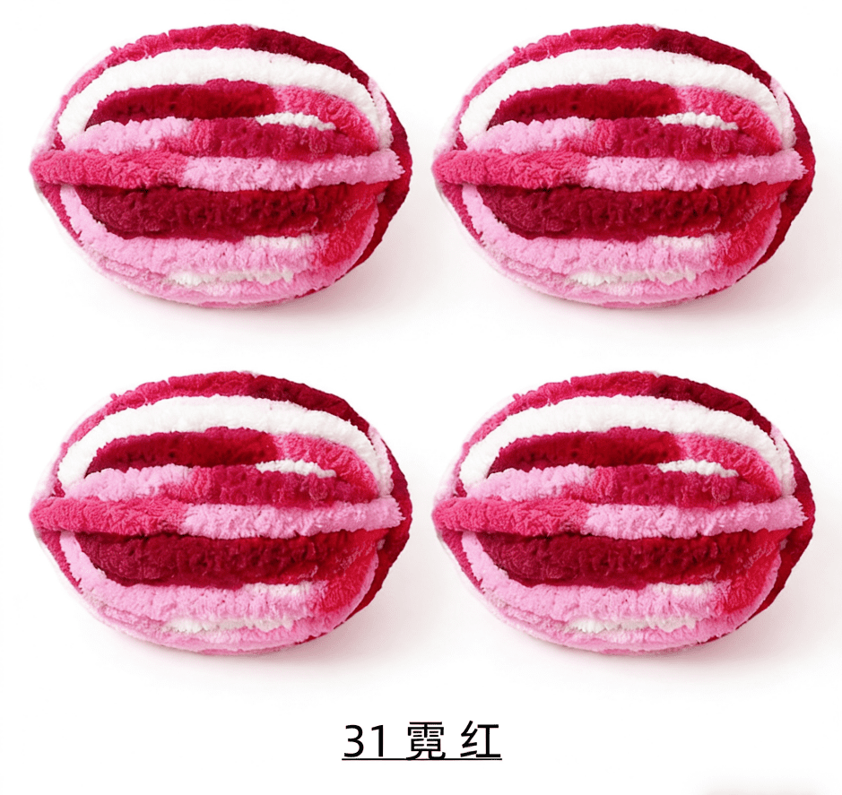 Namzi Colorful Ice Strip Thread Yarn 1000g Thick Coarse Wool Blend for Hand Knitting Crochet, Soft Chenille-Like DIY Scarf Blanket Yarn,Pink Tones & White