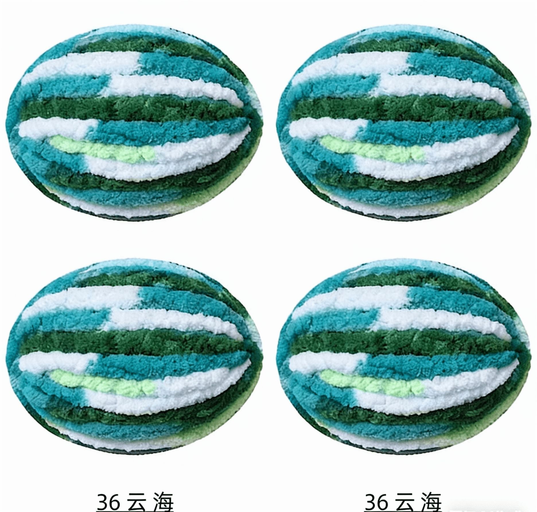Namzi Colorful Ice Strip Thread Yarn 1000g Thick Coarse Wool Blend for Hand Knitting Crochet, Soft Chenille-Like DIY Scarf Blanket Yarn,Green & White